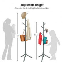 Load image into Gallery viewer, 2 Heights Wooden Coat Rack with 8 Hooks-Gray