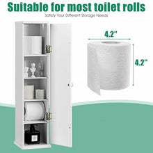 Load image into Gallery viewer, Free Standing Toilet Paper Holder with 4 Shelves and Top Slot for Bathroom-White