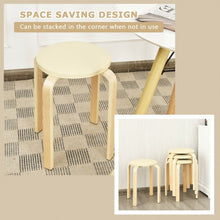 Load image into Gallery viewer, Set of 4 Bentwood Round Stool Stackable Dining Chair with Padded Seat-Beige