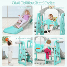 Load image into Gallery viewer, 3 in 1 Toddler Climber and Swing Set Slide Playset-Green