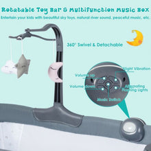Load image into Gallery viewer, Height Adjustable Baby Side Crib with Music Box & Toys-Dark Gray