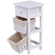Load image into Gallery viewer, Wooden Morden Nightstand with 2 Wicker Rattan Drawers