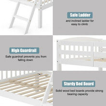 Load image into Gallery viewer, Twin over Full Bunk Bed Rubber Wood Convertible with Ladder Guardrail-White
