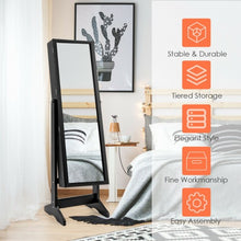 Load image into Gallery viewer, Jewelry Cabinet Stand Mirror Armoire with Large Storage Box-Black