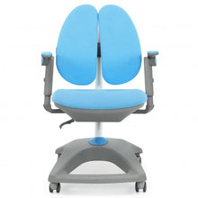 Load image into Gallery viewer, Kids Adjustable Height Depth Study Desk Chair with Sit-Brake Casters-Blue