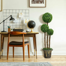 Load image into Gallery viewer, 4' Artificial UV Resistant Topiary Triple Ball Tree Plant