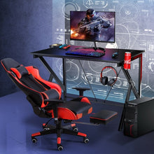 Load image into Gallery viewer, K-Shaped Computer Gaming Desk 45" Racing Desk w/Cup Headphone Holder & Storage