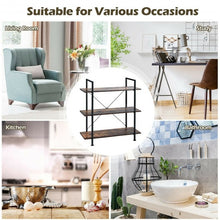 Load image into Gallery viewer, 3-Tier Bookshelf Industrial Bookcase Display Shelf Storage Rack-Brown