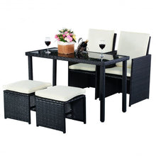 Load image into Gallery viewer, 5 pcs Outdoor Patio Cushioned Rattan Dining Table Chair Set