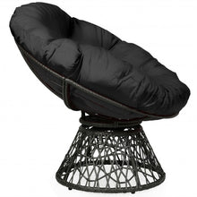 Load image into Gallery viewer, Rattan Papasan Chair Ergonomic 360-degree Swivel Soft Cushion Garden-Black