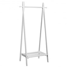 Load image into Gallery viewer, A-Frame Wood Clothing Hanging Rack with Storage Shelf-White