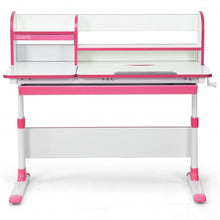 Load image into Gallery viewer, Adjustable Height Study Desk with Drawer and Tilted Desktop for School and Home-Pink