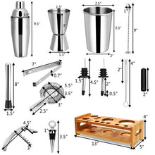 Load image into Gallery viewer, 23 PCS Stainless Cocktail Shaker with Bamboo Stand