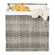 Load image into Gallery viewer, Hand-woven Foldable Rattan Laundry Basket-Gray
