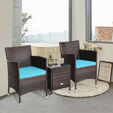 Load image into Gallery viewer, 3 pcs Outdoor Rattan Wicker Furniture Set-Blue