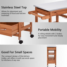 Load image into Gallery viewer, Bamboo Kitchen Shelf Island Trolley Cart