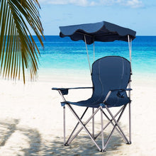Load image into Gallery viewer, Portable Folding Beach Canopy Chair with Cup Holders-Blue