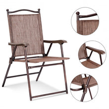 Load image into Gallery viewer, Set of 2 Patio Folding Sling Back Camping Deck Chairs-Coffee
