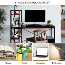 Load image into Gallery viewer, 47.5" Writing Study Computer Desk with 4-Tier Shelves-Coffee