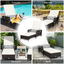 Load image into Gallery viewer, PE Rattan Chaise Lounge Chair Arm Chair Recliner Adjustable with Pillow