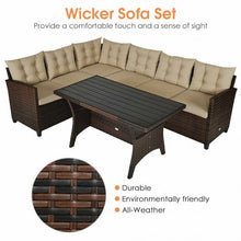 Load image into Gallery viewer, 3 Pcs Rattan Dining Set Patio Furniture Sofa with Cushions