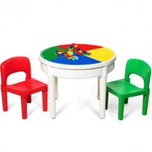 Load image into Gallery viewer, 3-in-1 Kids Activity Table and 2 Chairs Set Includes 300 Bricks