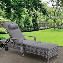 Load image into Gallery viewer, Outdoor Rattan Adjustable Cushioned Lounge Chair