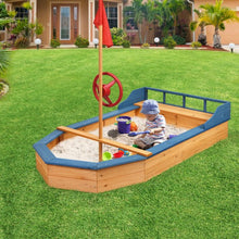 Load image into Gallery viewer, Kids Pirate Boat Wood Sandbox