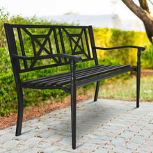 Load image into Gallery viewer, Patio Garden Bench Steel Frame Park Yard Outdoor Furniture