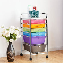 Load image into Gallery viewer, 6 Drawers Rolling Storage Cart Organizer-Transparent Multicolor