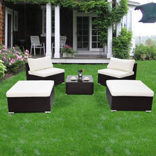 Load image into Gallery viewer, 5 pcs Patio Sectional Lounge Rattan Wicker Sofa Furniture Set