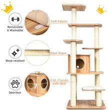 Load image into Gallery viewer, Wood Multi-Layer Platform Cat Tree with Scratch Resistant Rope