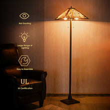Load image into Gallery viewer, Tiffany-Style 2 Light Floor Lamp with 18" Stained Glass Shade