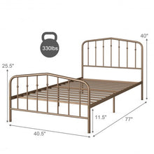Load image into Gallery viewer, Twin Size Metal Bed Frame with Headboard & Footboard-Brown