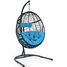 Load image into Gallery viewer, Hanging Cushioned Hammock Chair with Stand-Blue
