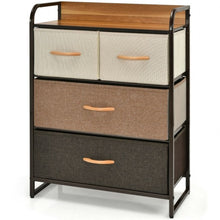 Load image into Gallery viewer, 4-Drawer Tower Steel Frame Wooden Top Dresser Storage with 3-Tier Organizer