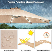 Load image into Gallery viewer, 15 Ft Solar LED Patio Double-sided Umbrella Market Umbrella with Weight Base-Beige