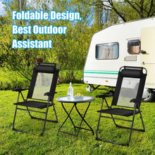 Load image into Gallery viewer, 4 Pcs Patio Garden Adjustable Reclining Folding Chairs with Headrest-Black