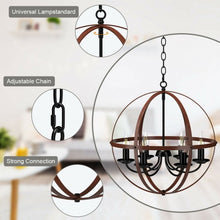 Load image into Gallery viewer, 6-Light Orb Chandelier Rustic Vintage Ceiling Lamp