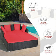 Load image into Gallery viewer, Outdoor Patio Rattan Daybed Thick Pillows Cushioned Sofa Furniture-Red