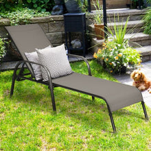 Load image into Gallery viewer, Adjustable Patio Chaise Outdoor Folding Lounge-Brown