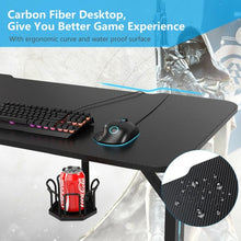 Load image into Gallery viewer, Home Office PC Computer Gaming Desk with LED Lignt and Gaming Handle Rack-Black