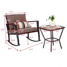 Load image into Gallery viewer, 3-Pc Rattan Rocking Chair and Coffee Table Furniture Set-Brown