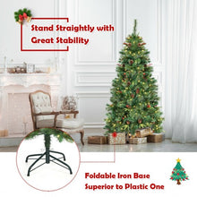 Load image into Gallery viewer, 6 ft Pre-lit Artificial Hinged Christmas Tree with LED Lights-6 ft