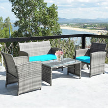 Load image into Gallery viewer, 4PCS Patio Rattan Furniture Set-Turquoise