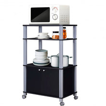 Load image into Gallery viewer, Microwave Rack Stand Rolling Storage Cart-Black