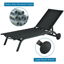 Load image into Gallery viewer, Aluminum Fabric Outdoor Patio Lounge Chair with Adjustable Reclining -Black