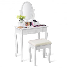 Load image into Gallery viewer, White Simple Vanity Makeup Table with Mirror + 3 Drawers