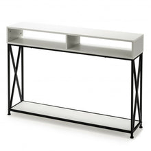 Load image into Gallery viewer, Console Table with Open Shelf and Storage Compartments Steel Frame-White