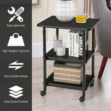 Load image into Gallery viewer, 3-tier Adjustable Printer Stand with 360? Swivel Casters-Black